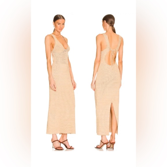 NWT ⚜️🤎⚜️ Ronny Kobo Madi Open-Back Knit Maxi Dress Brown Sand - Picture 9 of 16